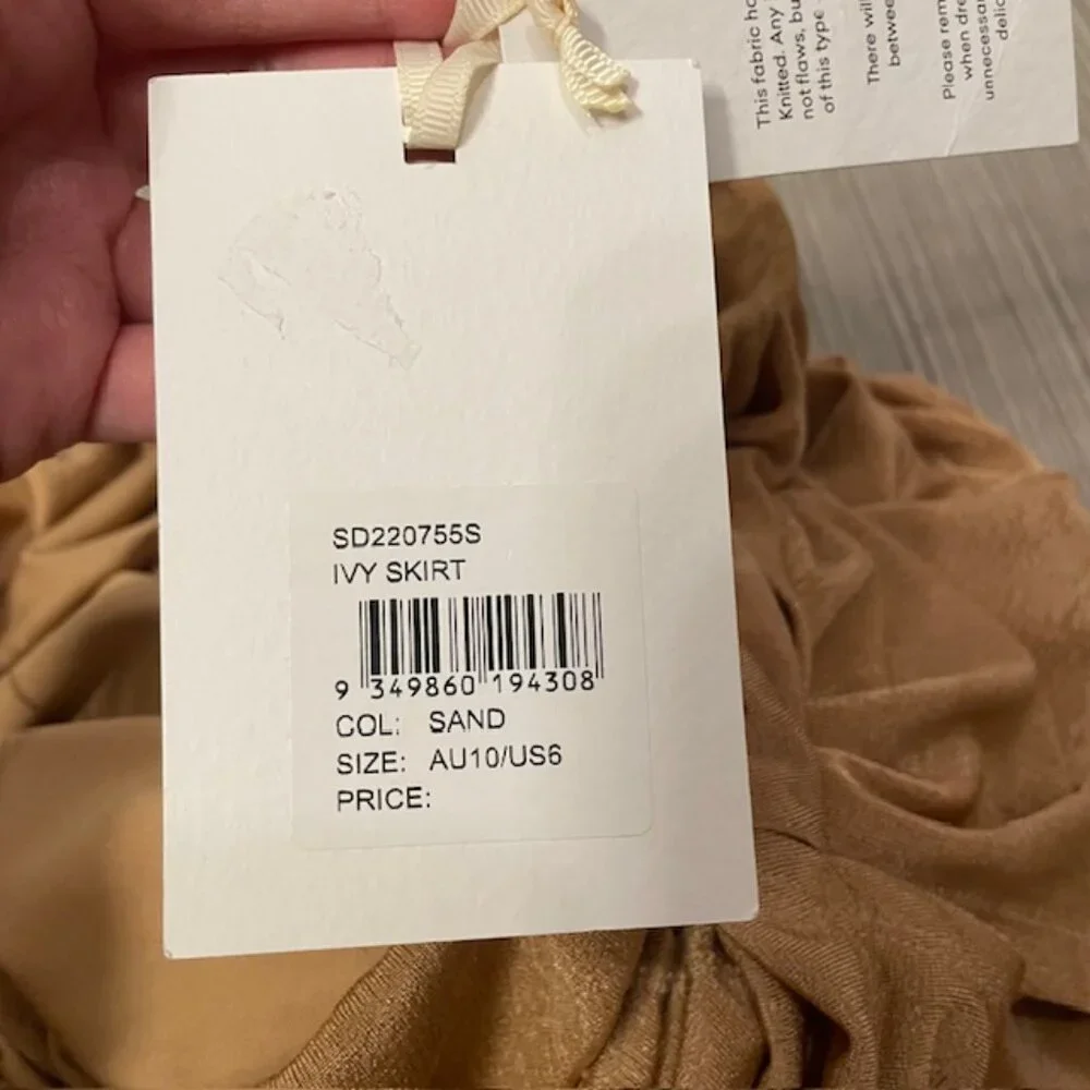 NWT Significant Other Ivy Mini Skirt Midi Overlay Sand Gold Tan US Size 6